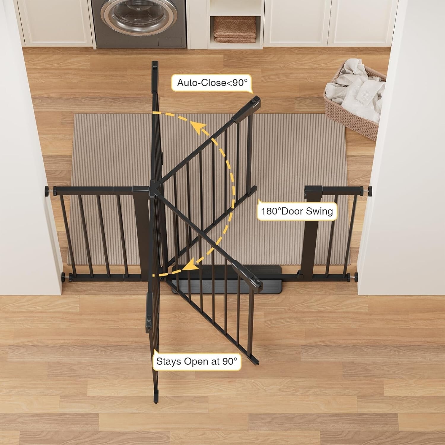 36" Extra Tall Baby Gate - Adjustable 29.7-48" Wide Safety Gate for Pets