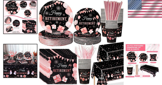 Sophisticated 452-Piece Rose Gold Party Supplies: Celebrate Retirement in Style