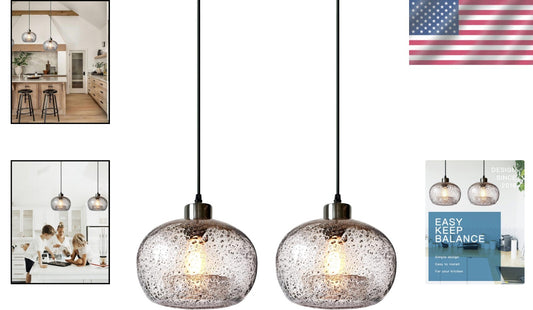 Adjustable Pendant Lights with Marble Clear Finish - Ideal for Kitchen & Dining