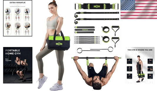 5-Piece Resistance Bands Home Gym Set with Adjustable Handles & Workout Bar