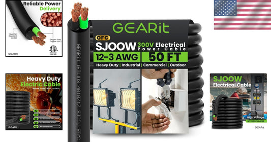 ETL Listed 12 AWG SJOOW Electric Wire - 50ft Heavy Duty for Marine & Industrial