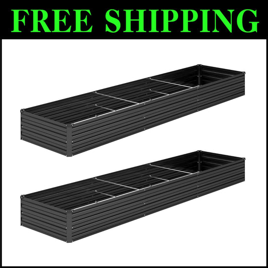 2PCS 12x2x1FT Galvanized Metal Raised Garden Bed Kit for Effortless Planting