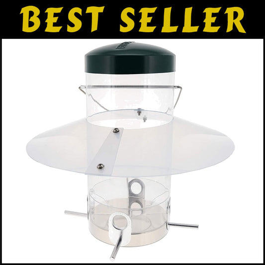 Elegant Weatherproof Bird Feeder with Weatherguard and Durable Aluminum Ports