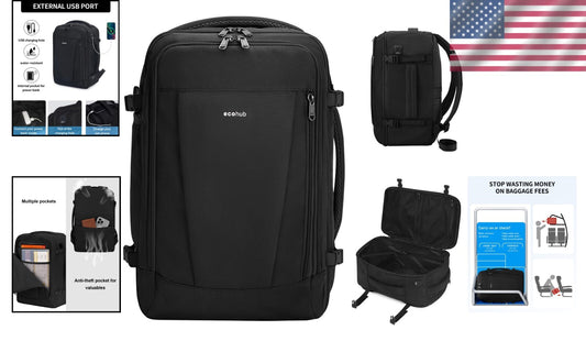 Functional Travel Backpack with Luggage Sleeve & Expandable Water Bottle Pocket