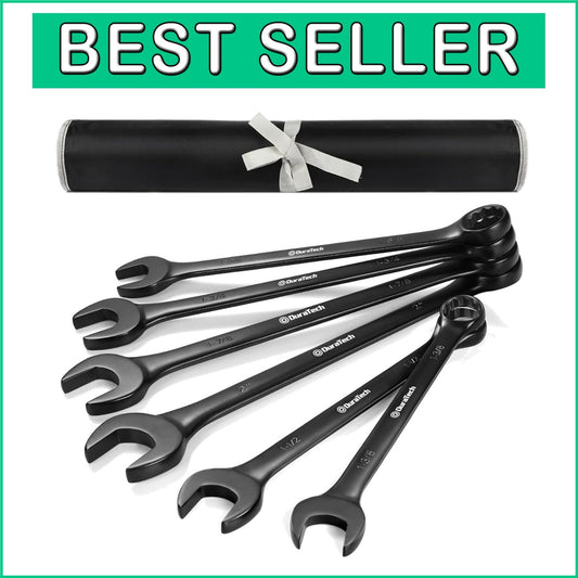 Durable Black Electrophoretic Wrench Set - 6 Jumbo Sizes, Easy Storage Pouch