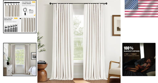 100% Blackout Curtains for Bedroom - 80 Inch Beige Thermal Insulated Drapes
