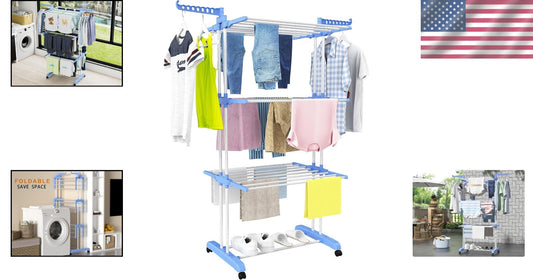 Durable Large Folding Drying Rack with Castors - Organize Laundry with Ease