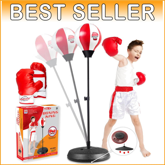 Adjustable Kids Boxing Set with Gloves & Punching Ball - Fitness Fun Ages 3-10