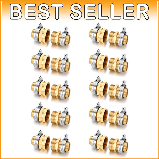 Durable Brass Garden Hose Repair Connector Set - 10 Male & 10 Female Fittings