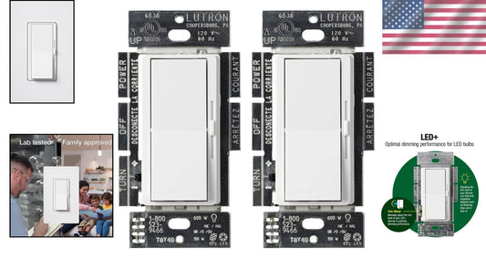 Diva LED+ Dimmer Switch - 2-Pack for Smooth Dimming of LED & Incandescent Bulbs