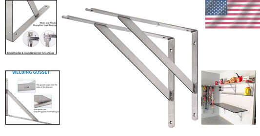 Thickened 18" Stainless Steel Shelf Support Brackets, 550 lb Capacity - 2 Pack