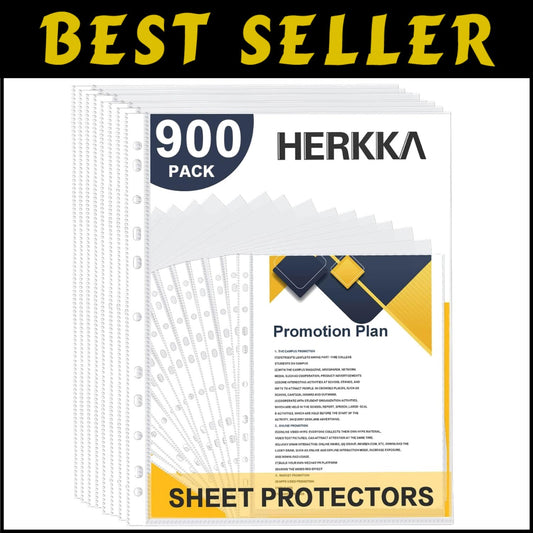 Durable 900 Pack Clear Page Protectors with Reinforced Edges for Storage