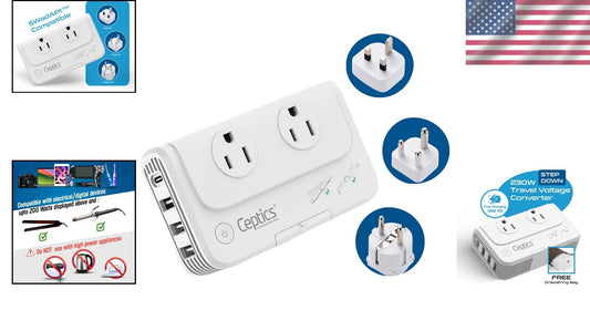 Dual Input 200W Voltage Converter & Fast Charge Adapter - Perfect for Travelers