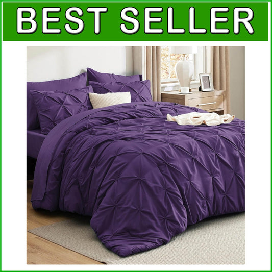 7-Piece Modern California King Bedding Set - Elegant Purple Comforter & Sheets