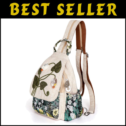 Lightweight Canvas Sling Bag with Adjustable Straps - Unique Day Pack for Women