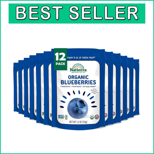 Delicious Freeze-Dried Organic Blueberries - Guilt-Free Vegan Pack (12 x 1.2 oz)