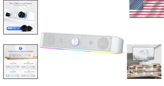 Versatile RGB Desktop Soundbar with USB Power & Adjustable Volume for Gaming