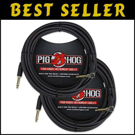 20ft Right Angle Woven Instrument Cable – 2-Pack for Enhanced Audio Performance