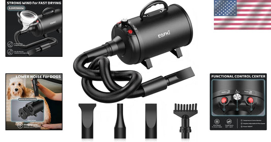 Metal Dog Hair Dryer - 3800W High Velocity with Adjustable Settings & Insulation
