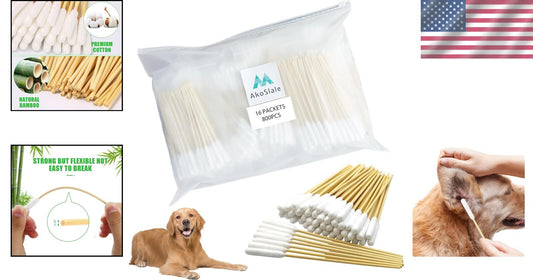 Eco-Friendly Dog Q Tips – 800 Bamboo Cotton Swabs for Safe Ear Cleaning
