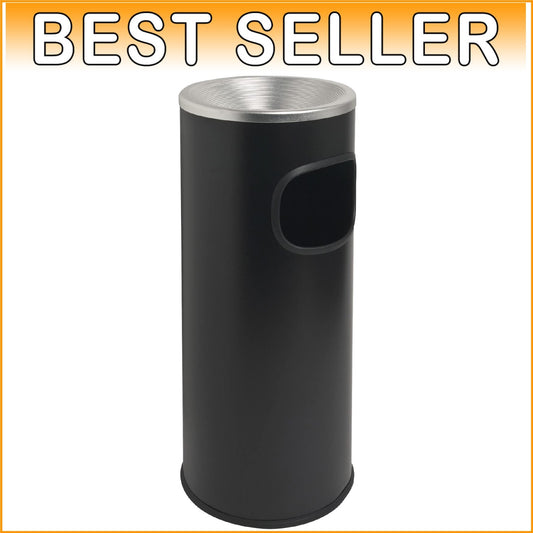 Sleek Black Fire-Safe 3-Gallon Indoor Ashtray and Waste Disposal Solution