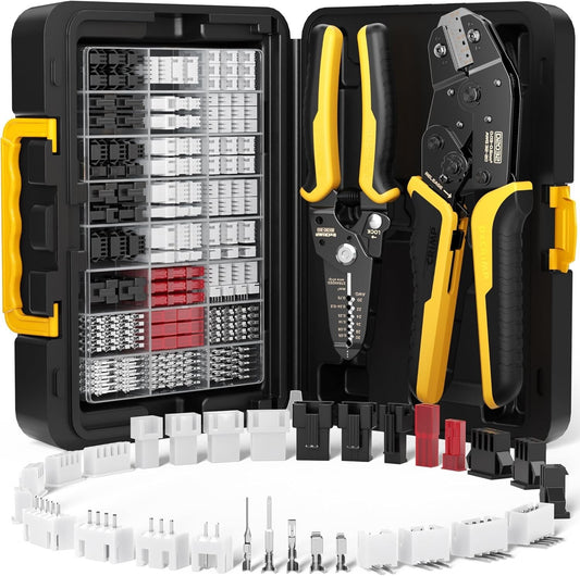 Professional Crimping Tool Kit with Wire Strippers and 29 Connector Types