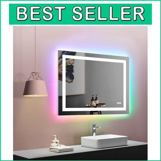 Anti-Fog 40"x32" LED Vanity Mirror with RGB Backlight - Stylish and Functional