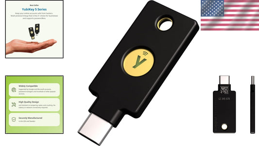 YubiKey 5C NFC - FIDO Certified 2FA USB-C Security Key for Online Protection