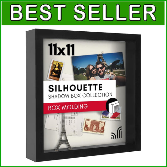 11x11 Shadow Box Frame - Stylish Black Display Case with Shatter-Resistant Glass