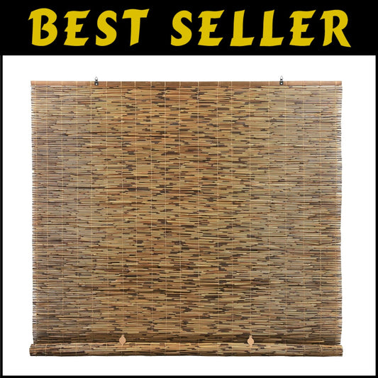 72"x72" Waterproof Bamboo Shades - Cordless Roll-Up for Outdoor & Indoor Privacy