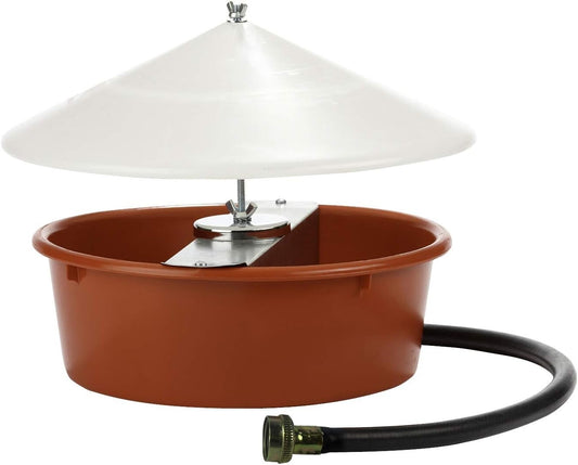 5 Quart Automatic Chicken Waterer with Cover - No Spill, Easy Hose Connection