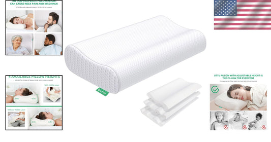 Adjustable Cooling Memory Foam Cervical Pillow for Neck Pain Relief - Queen Size