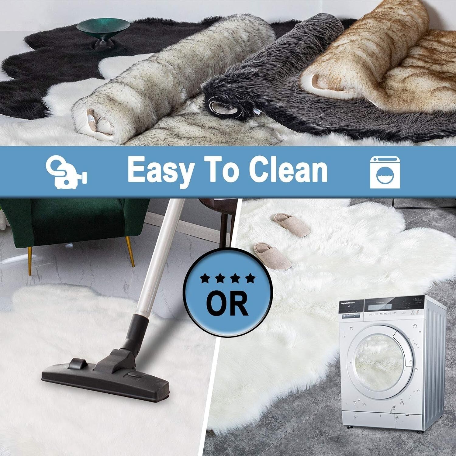 Comforting 4x6 Ft Fluffy Faux Fur Rug - Elegant White Carpet for Nursery & Home