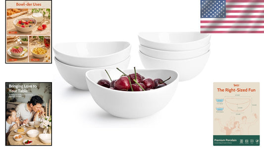 Elegant 6-Piece Porcelain Bowls, 18 oz - Microwave & Dishwasher Safe