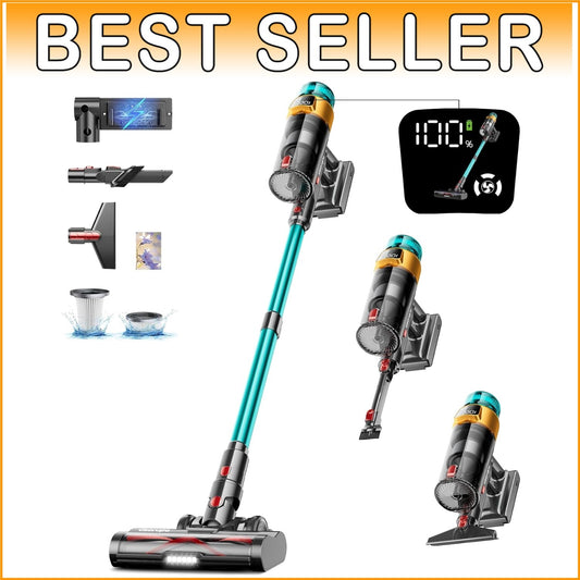Pet Hair & Stubborn Stains? 550W Cordless Vacuum Cleaner with 8-Stage Filtration