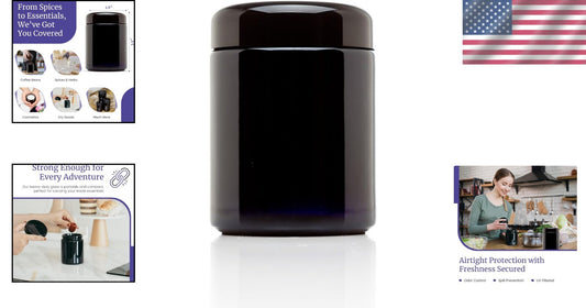 Classic Black Glass 250ml Jars (3 Pack) - Airtight & Smell-Proof for Freshness