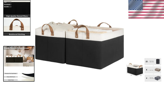 45L Extra Large Fabric Storage Bins - Stylish 2-Pack Organizers with Metal Frame