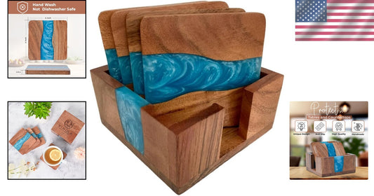 Eco-Friendly Wooden Drink Coasters with Optional Non-Slip Feet - Gift-Ready