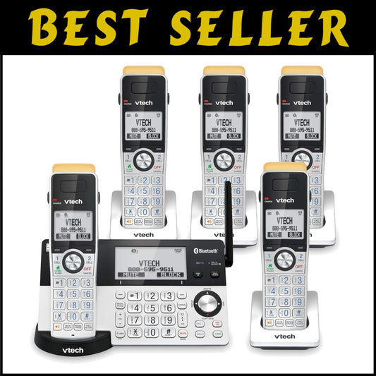 Long Range DECT 6.0 Cordless Phone with 5 Handsets & Bluetooth - 2300 Ft Range