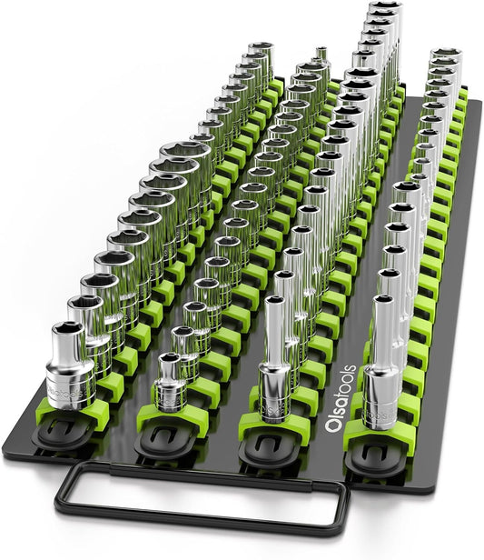 Space-Saving Socket Organizer Tray - 80 Socket Capacity with Spring-Loaded Clips