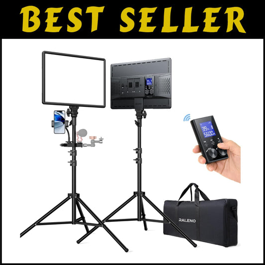 Adjustable LED Studio Lights with 45W Output, 18" Panel & Travel Bag for YouTube