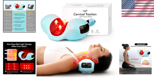 Cervical Traction Device with Red Light Therapy for Effective Neck Pain Relief