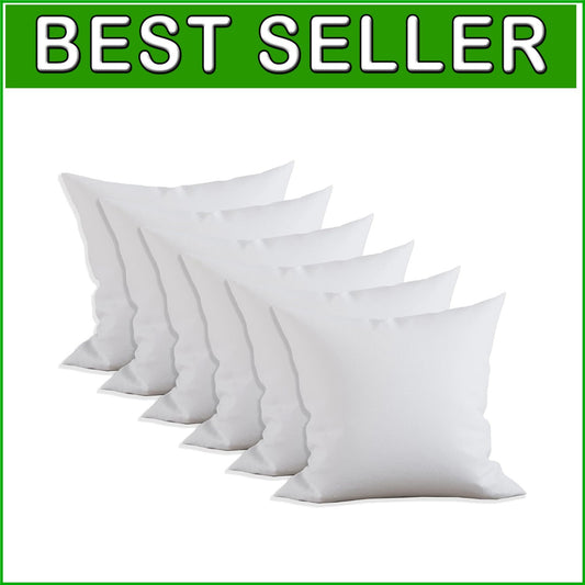 6-Pack Square Poly-Cotton Pillow Inserts - Soft, Durable, Machine Washable