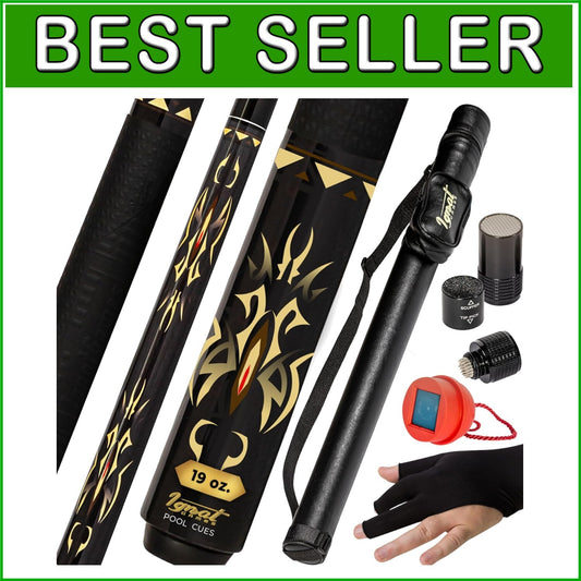Complete 58" Pool Cue Set - Maple Cue, Care Kit, Glove & Chalk Accessories