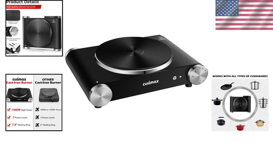Versatile 1500W Hot Plate for Indoor Cooking - Lightweight & Portable Design