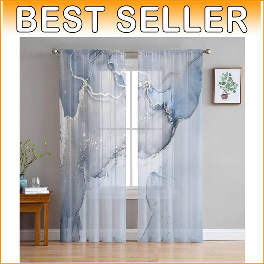 Contemporary Marble Textured Sheer Curtains – 63 Inches, Ideal for Every Room