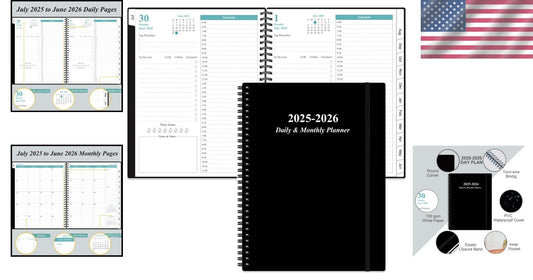 Deluxe 2025-2026 Daily Planner with 12 Monthly Tabs & Thick Ink-Proof Paper