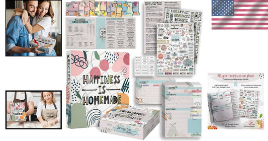 118-Piece DIY Recipe Binder Kit - Elegant Floral 8.5" x 11" Cookbook Organizer