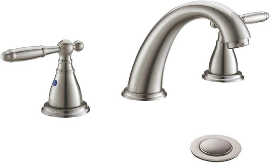 Elegant 2-Handle Brushed Nickel Bathroom Sink Faucet - Easy Install & Durable