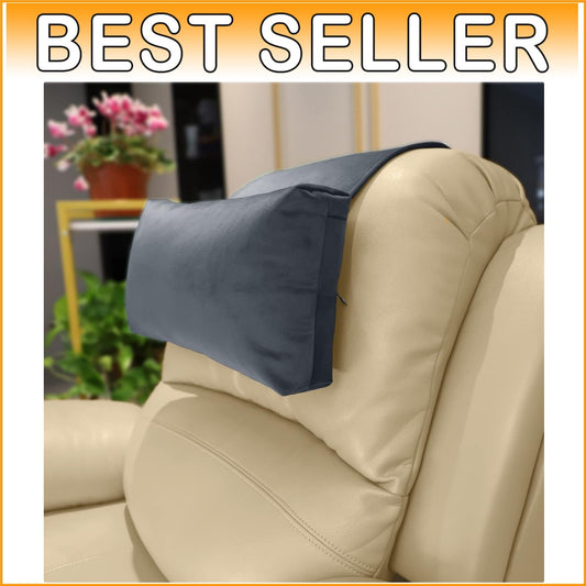 Adjustable Velvet Headrest Pillow - Non-Slip Neck Support for Recliners in Gray